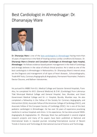 best cardiologist in ahmednagar dr dhananajay ware