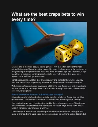 What are the best craps bets to win every time?