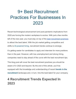 9 best recruitment practices for businesses