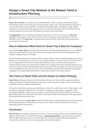 sevenarticle.com-Design a Smart City Network is the Newest Trend in Infrastructure Planning