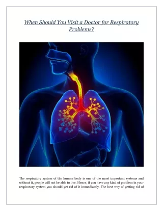 When Should You Visit a Doctor for Respiratory Problem?