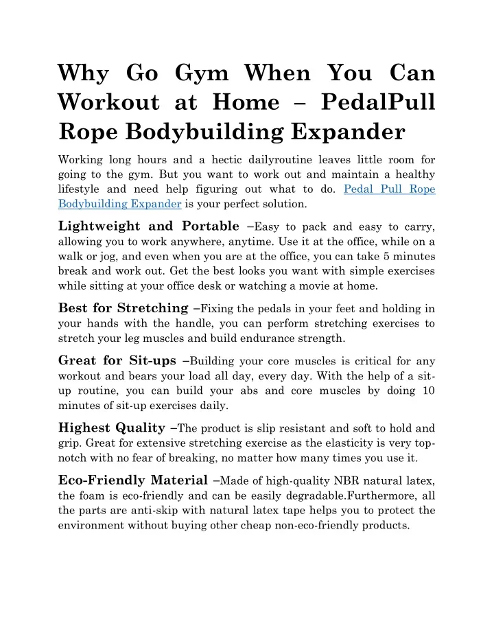 why go gym when you can workout at home pedalpull