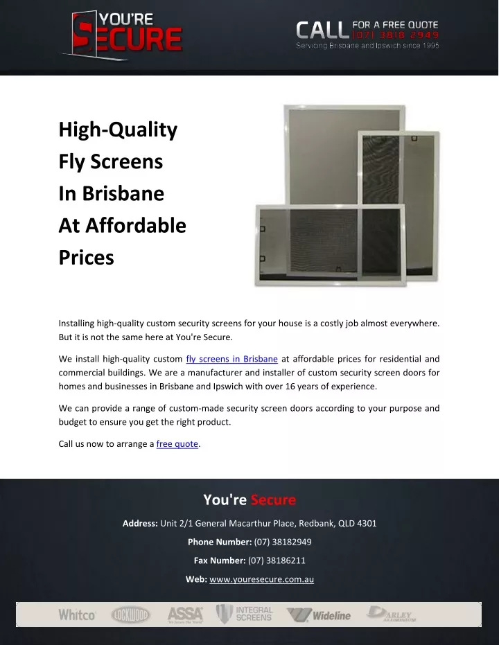 high quality fly screens in brisbane