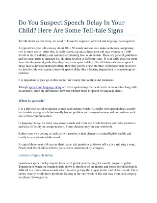 do you suspect speech delay in your child here