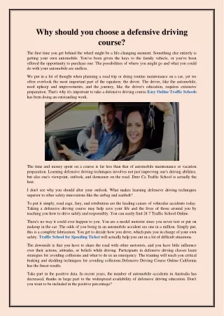 Why should you choose a defensive driving course