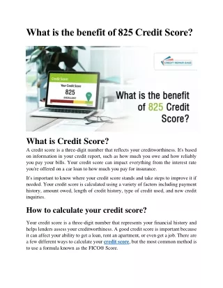 what is the benefit of 825 credit score