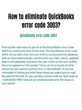 QuickBooks Error Code 3003