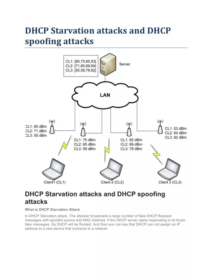 dhcp starvation attacks and dhcp spoofing attacks