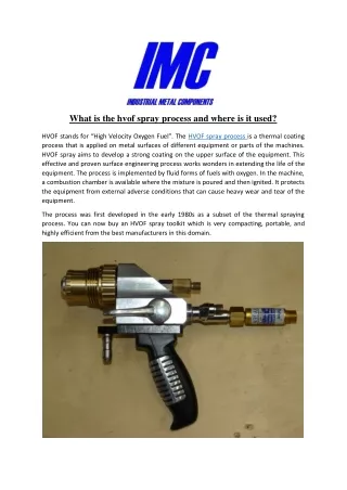 what is the hvof spray process and where
