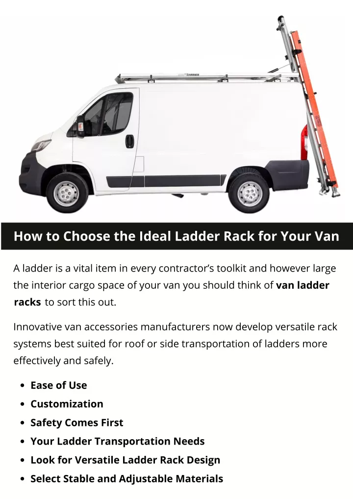 how to choose the ideal ladder rack for your van