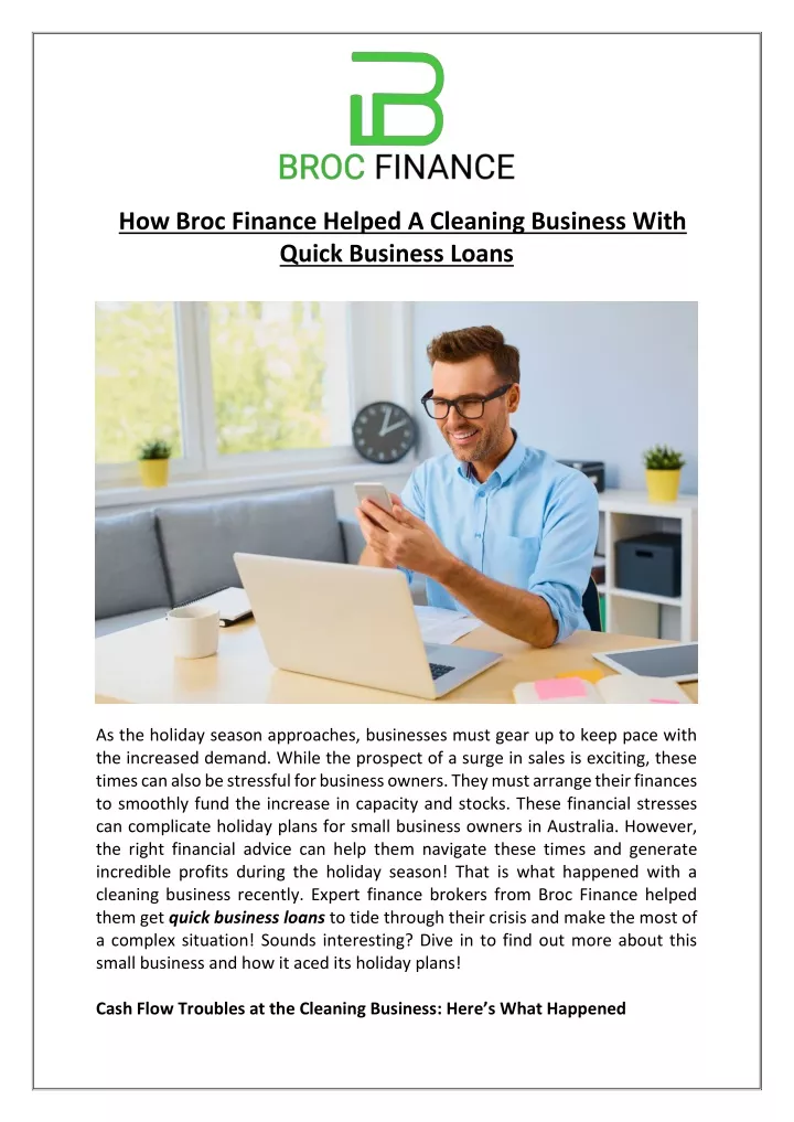 how broc finance helped a cleaning business with