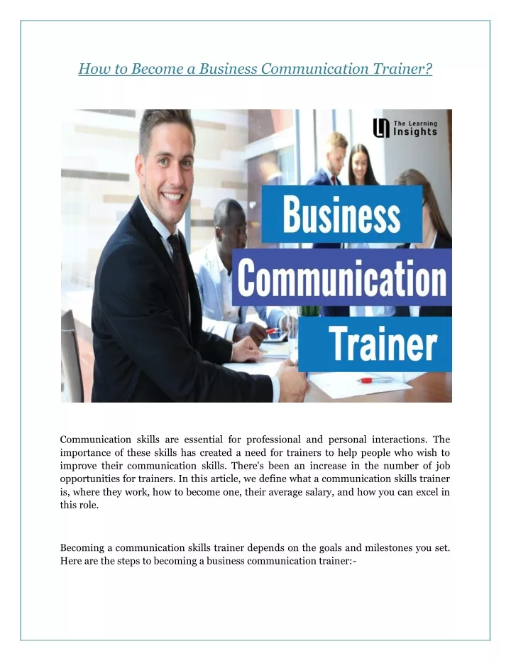 how to become a business communication trainer