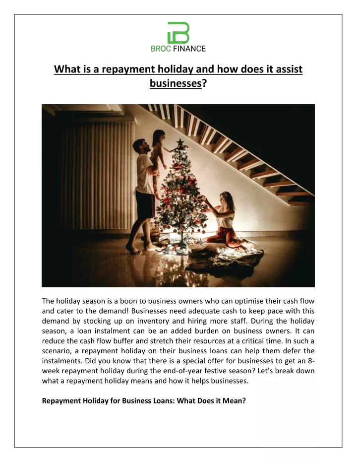 what is a repayment holiday and how does