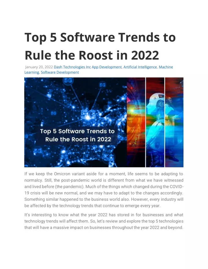 top 5 software trends to rule the roost in 2022