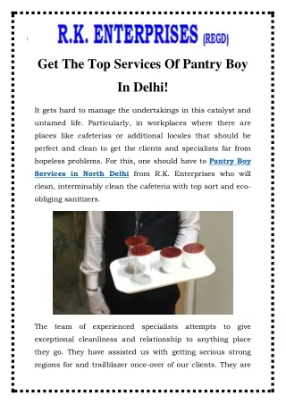 Pantry Boy Services in North Delhi Call-9871739346