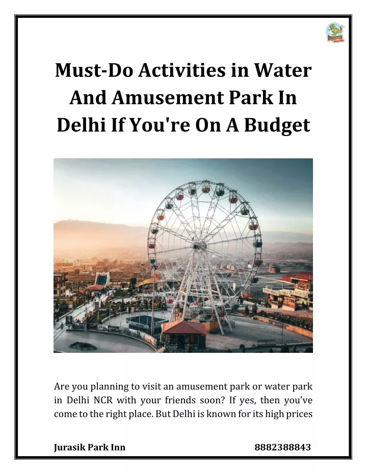 must do activities in water and amusement park
