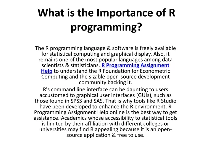 what is the importance of r programming