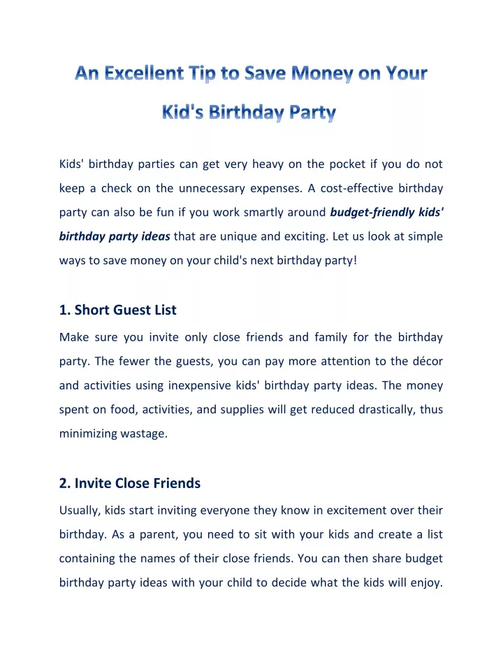 kids birthday parties can get very heavy