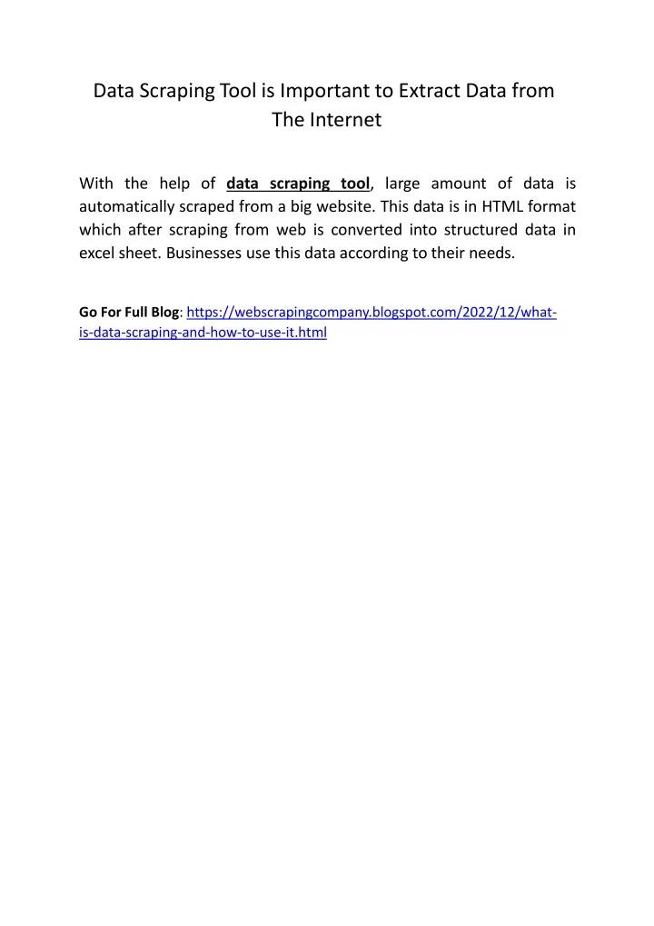 data scraping tool is important to extract data