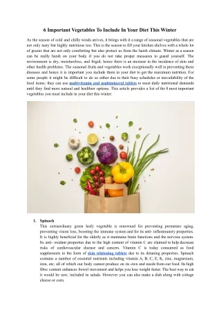 6 Important Vegetables To Include In Your Diet This Winter