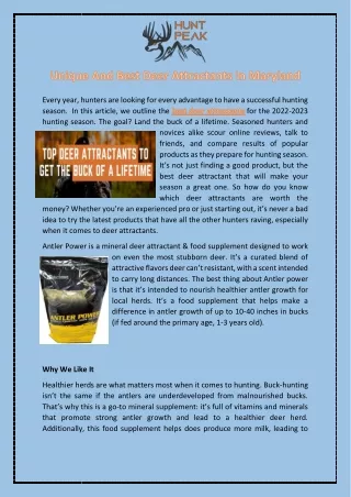 Unique And Best Deer Attractants In Maryland