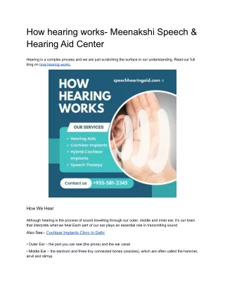 How hearing works- Meenakshi Speech & Hearing Aid Center