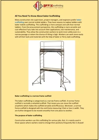 All You Need To Know About baker Scaffolding