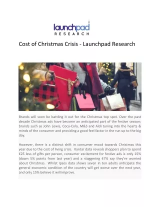 cost of christmas crisis launchpad research