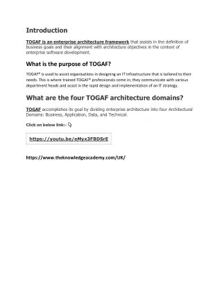 TOGAF is an enterprise architecture framework