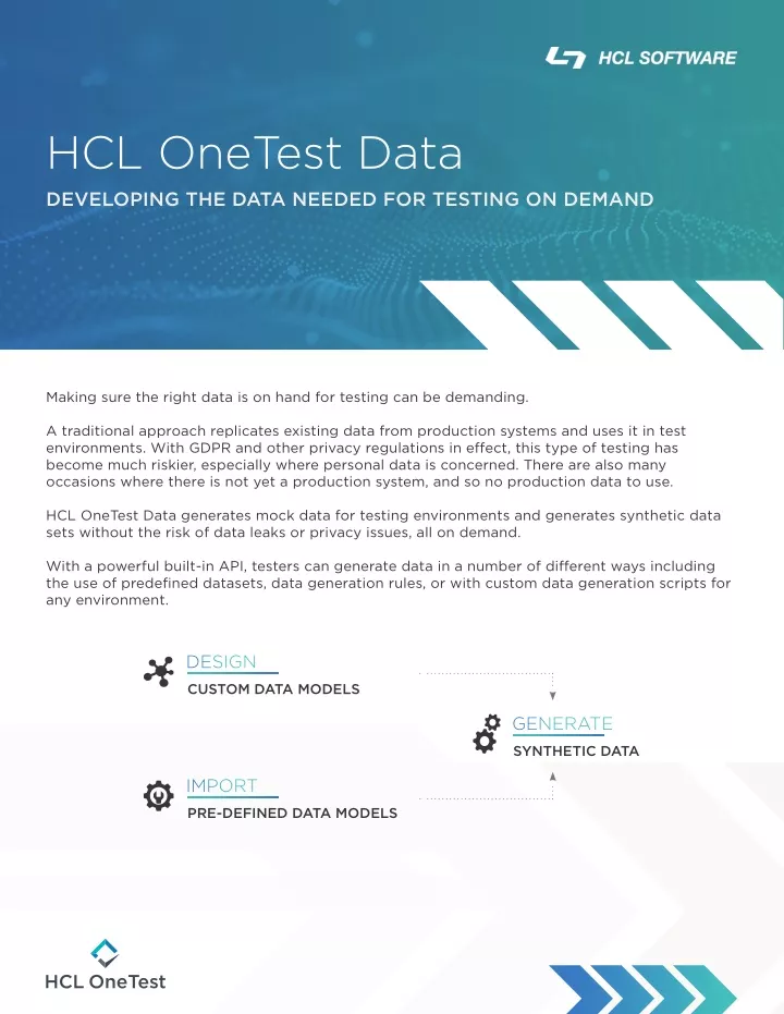 hcl onetest data developing the data needed