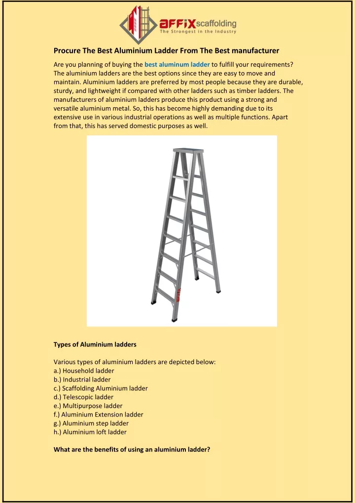procure the best aluminium ladder from the best
