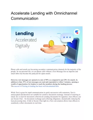 Accelerate Lending with Omnichannel Communication