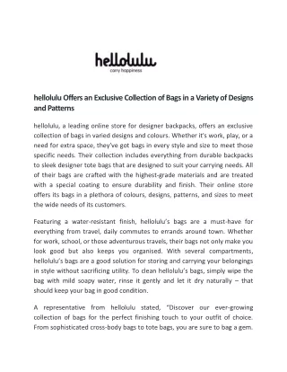 hellolulu offers an exclusive collection of bags