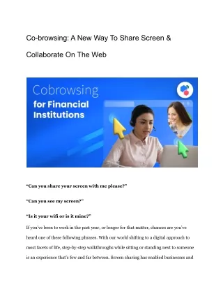 Co-browsing: A New Way To Share Screen & Collaborate On The Web