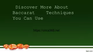 discover more about baccarat techniques you can use