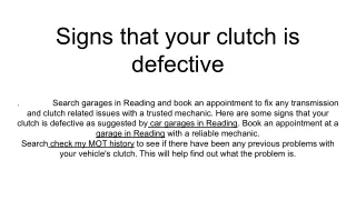 signs that your clutch is defective