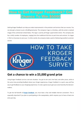 getting kroger feedback can help you make