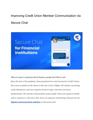 Improving Credit Union Member Communication via Secure Chat