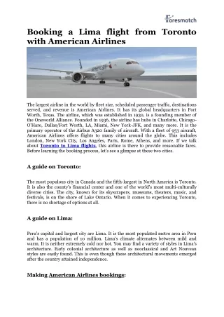 booking a lima flight from toronto with american