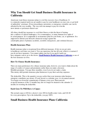 Business Health Insurance California