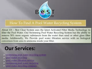 pool water recycling company