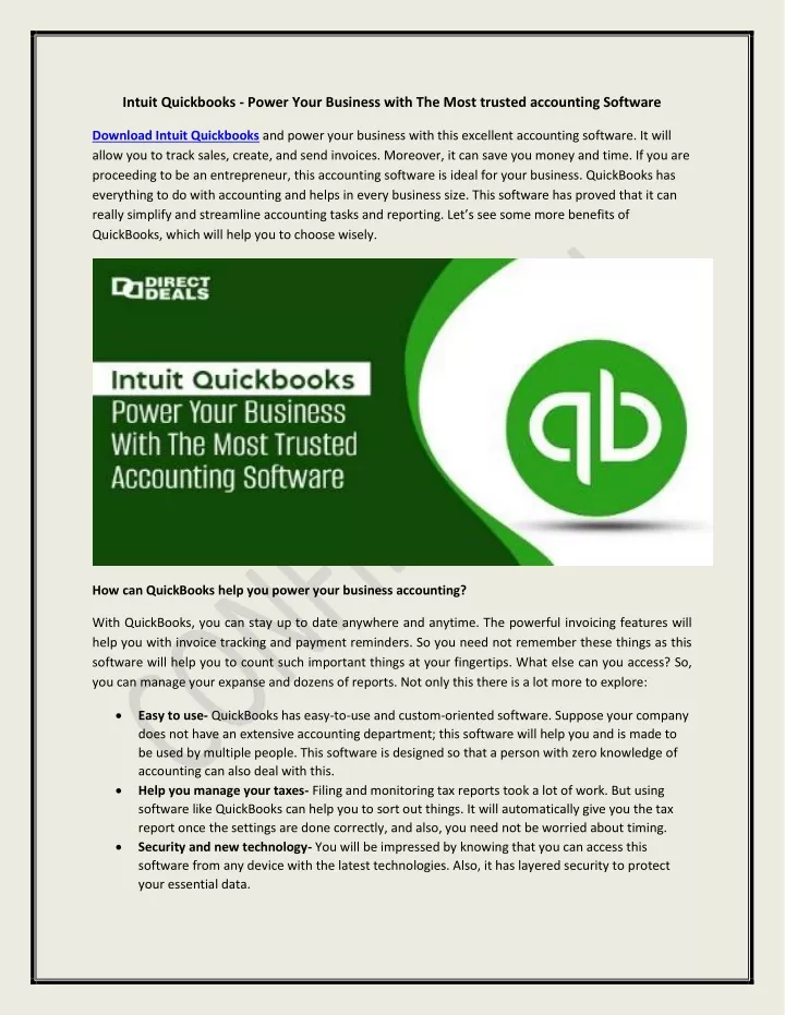 intuit quickbooks power your business with