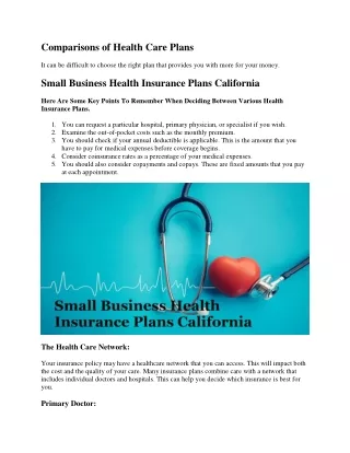 Business Health Insurance Plans