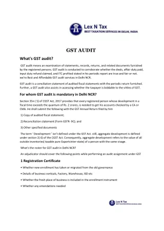 Best and Affordable GST Audit services in Delh (pdf -2)