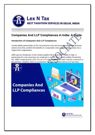 Companies And LLP Compliances in India