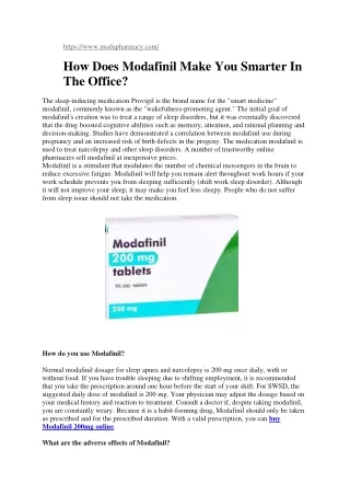 How Does Modafinil Make You Smarter In The Office