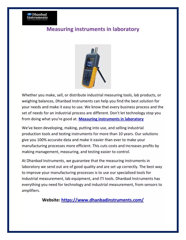 measuring instruments in laboratory