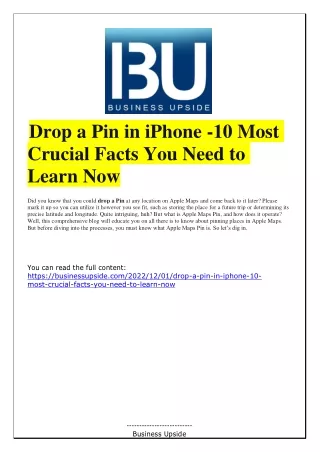 Drop a Pin in iPhone -10 Most Crucial Facts You Need to Learn Now