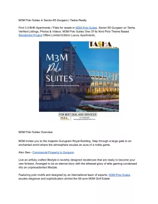 M3M Polo Suites in Sector-65 Gurgaon _ Tasha Realty