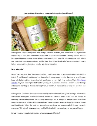 how are natural ingredients important